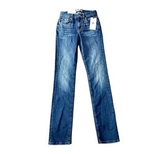 7 For All Mankind Kimmie Straight Mid Rise Denim Blue Jeans Size 24 NWT